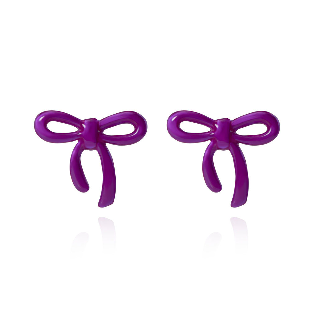 Purple Bow Studs