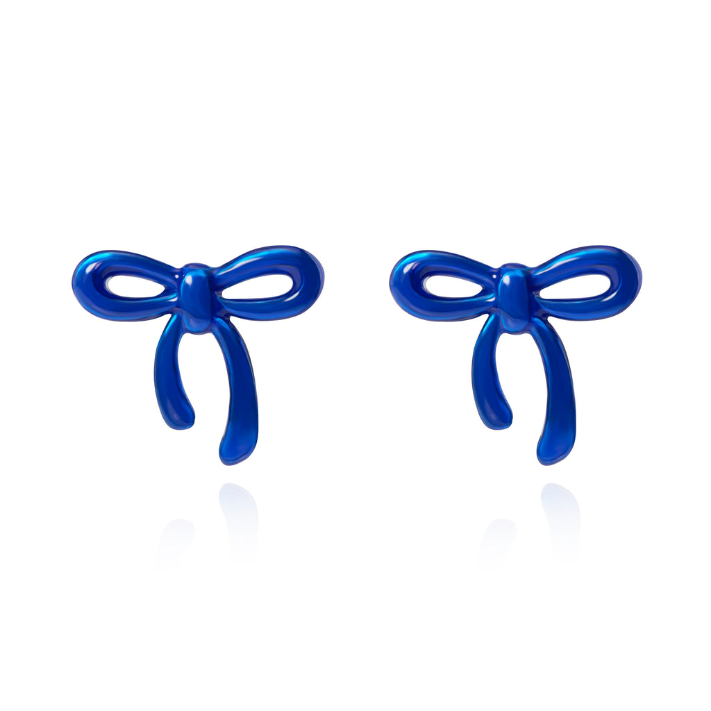 Blue Bow Studs