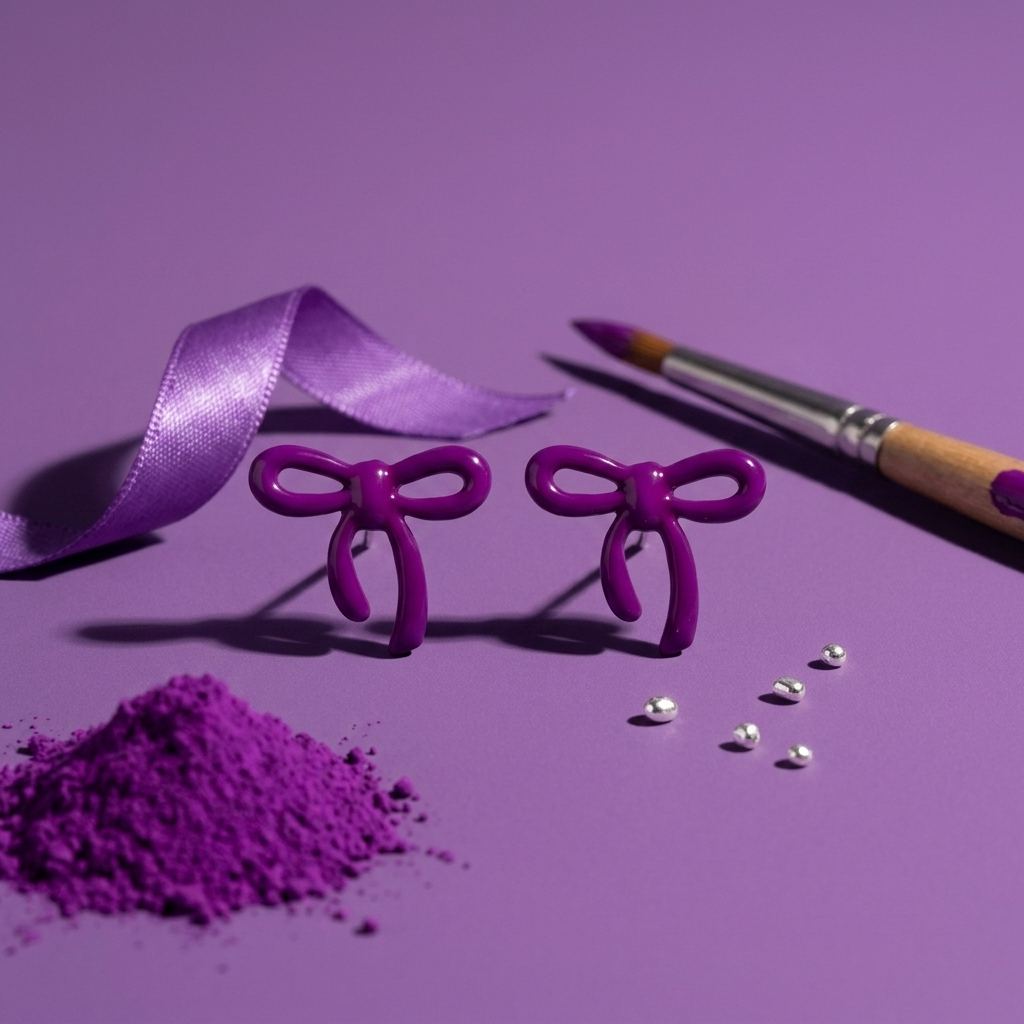Purple Bow Studs