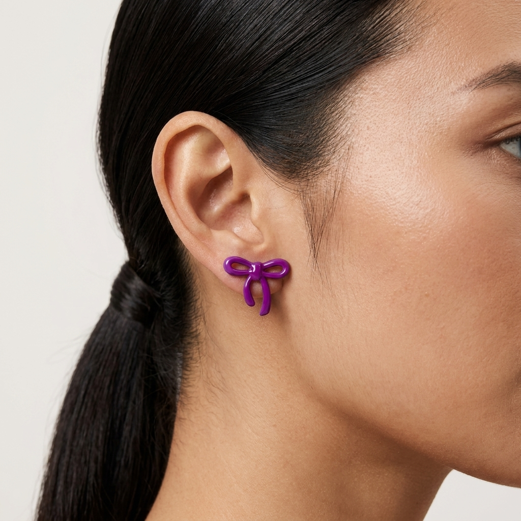 Purple Bow Studs
