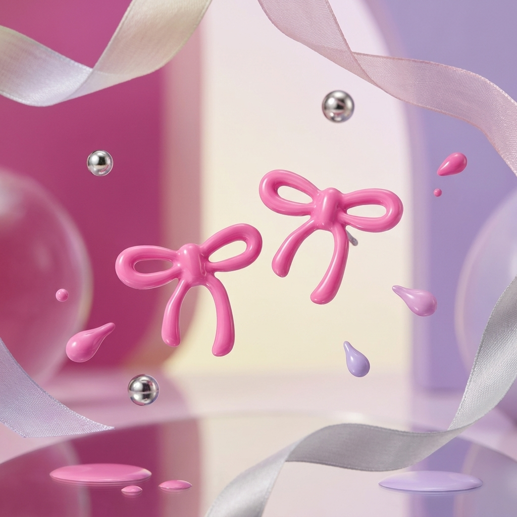 Pink Bow Studs