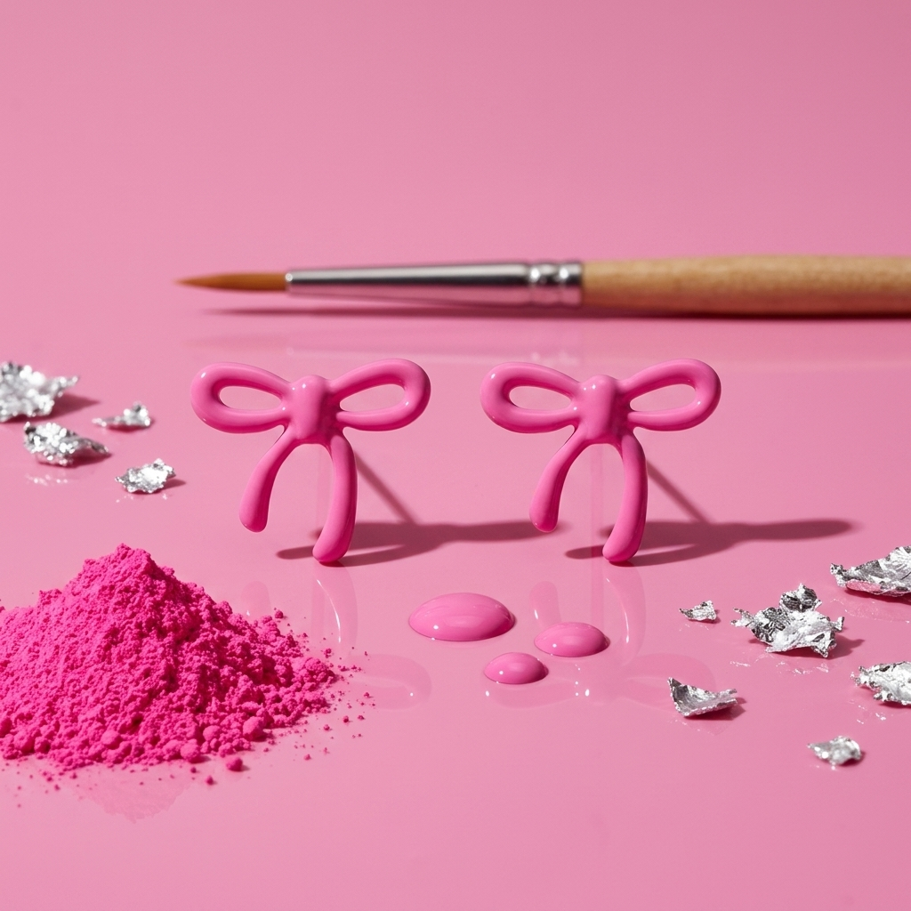 Pink Bow Studs