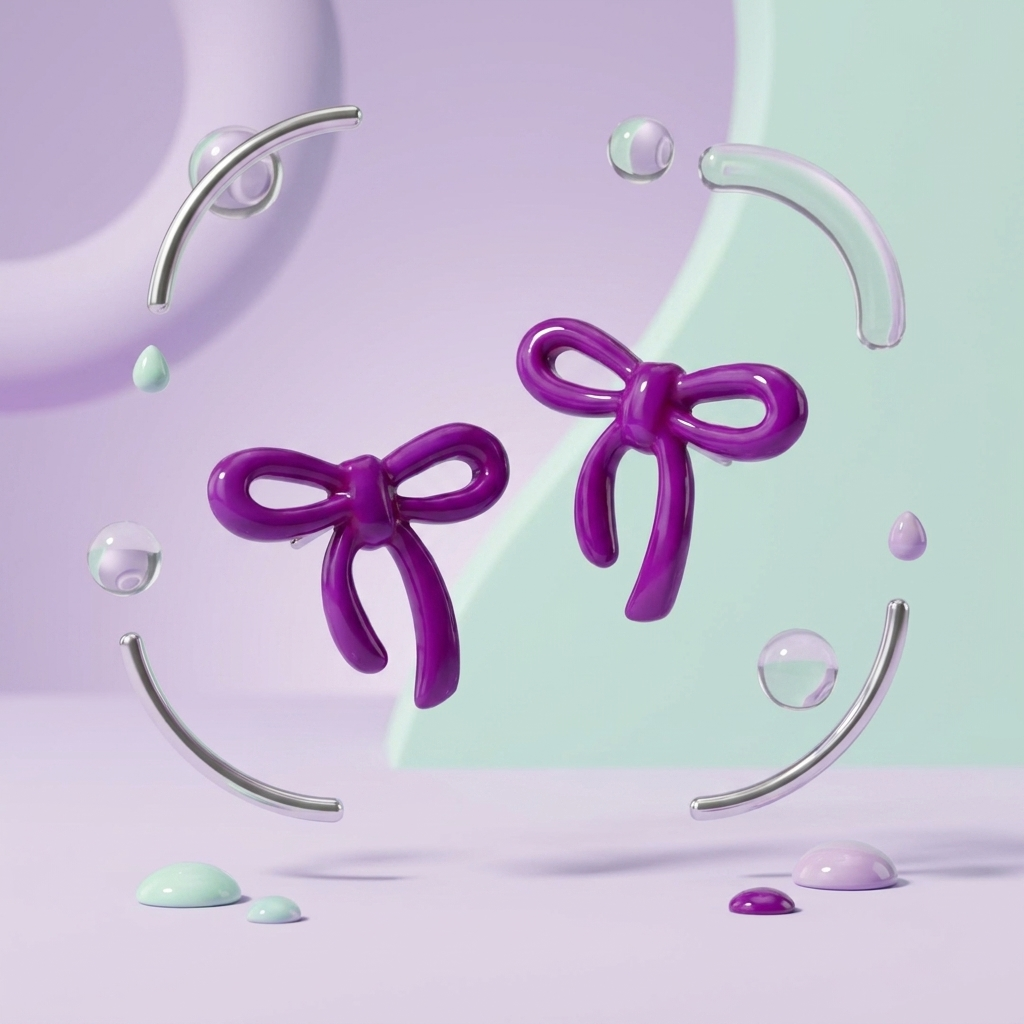 Purple Bow Studs