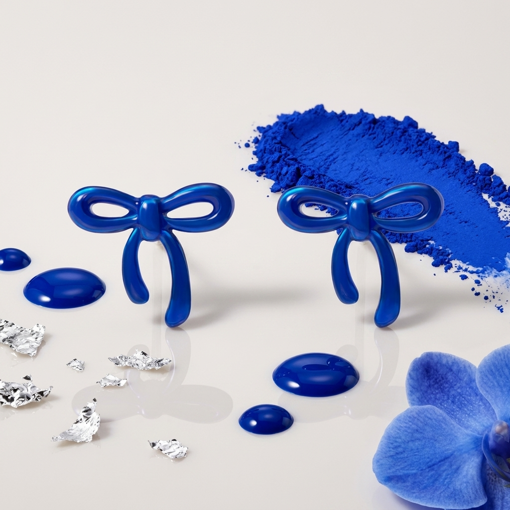 Blue Bow Studs