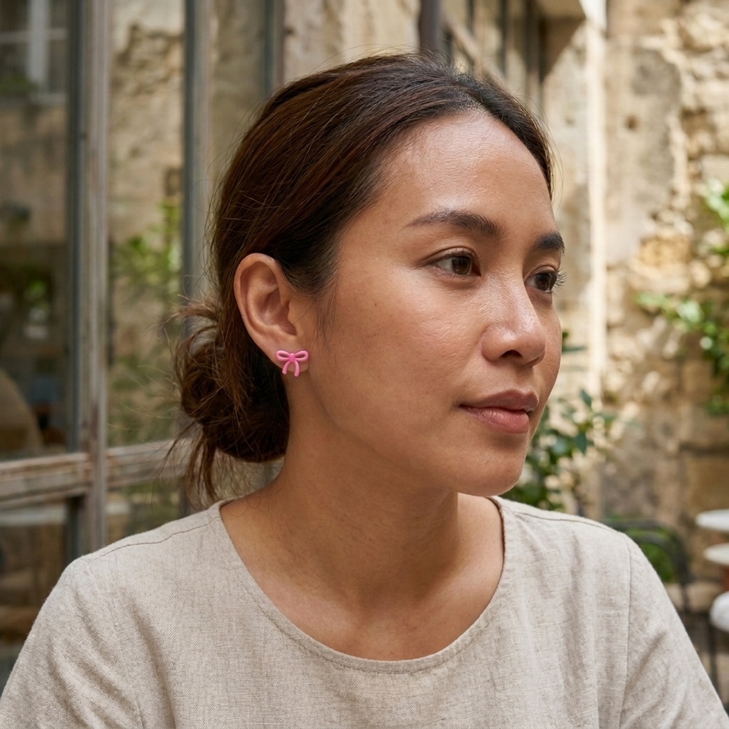 Pink Bow Studs